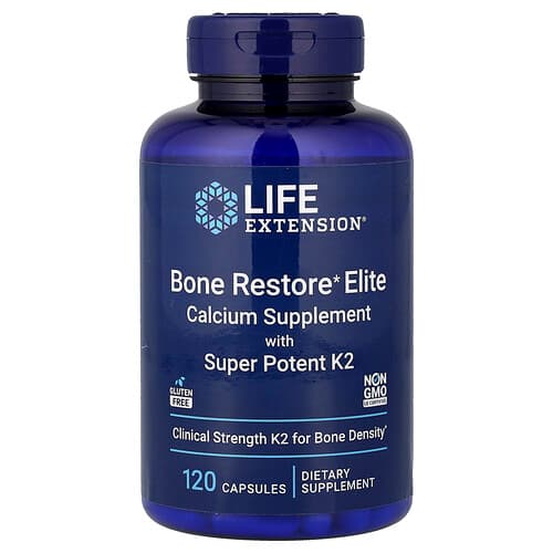 Life Extension Life Extension ボーン リストア エリート カルシウムサプリメント スーパーポテント K2配合 120カプセル パッケージ画像