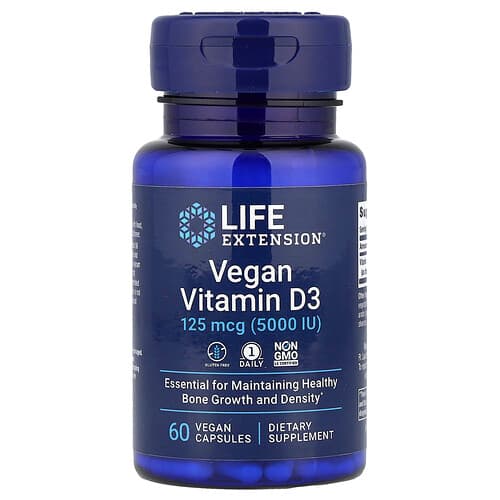 Life Extension Life Extension ヴィーガン ビタミンD3 125mcg(5000IU)ベジカプセル60粒 パッケージ画像