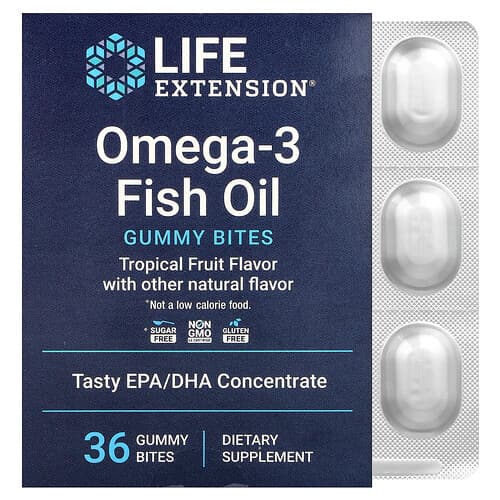 Life Extension Life Extension オメガ3フィッシュオイル グミバイトス トロピカルフルーツ味 36粒(1粒750mg) パッケージ画像