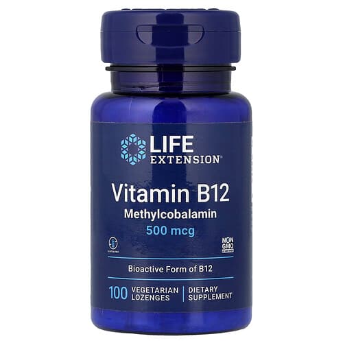 Life Extension Life Extension ビタミンB12 メチルコバラミン 500mcg ベジタリアンロゼンジ100粒 パッケージ画像