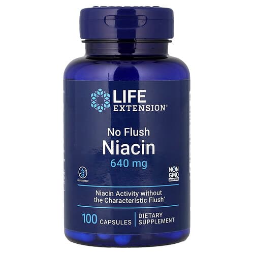 Life Extension Life Extension、ノーフラッシュ ナイアシン、640mg、100カプセル パッケージ画像