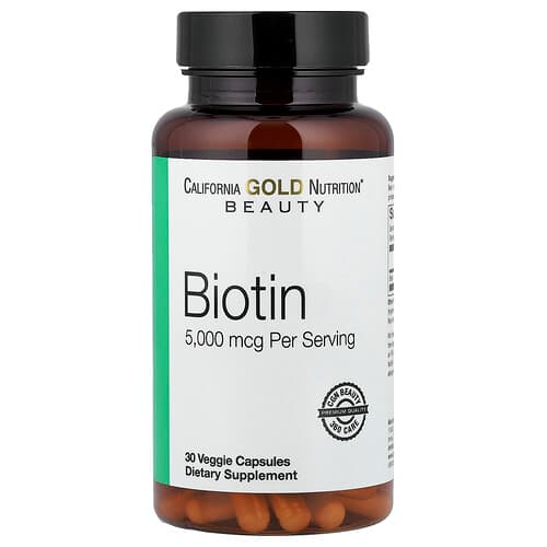 California Gold California Gold Nutrition ビオチン 5,000 mcg ベジカプセル30粒 パッケージ画像