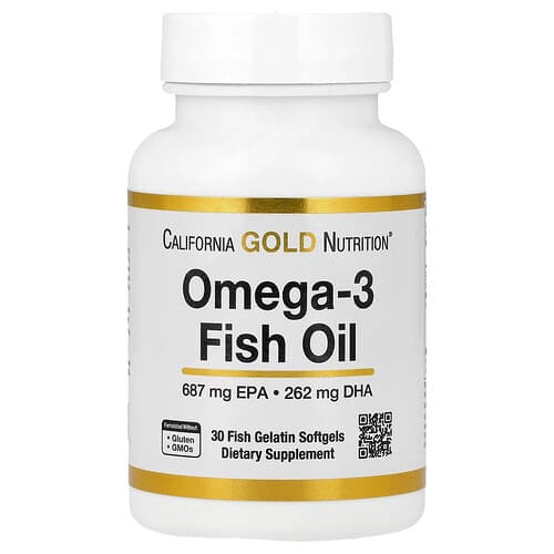 California Gold California Gold Nutrition、オメガ3フィッシュオイル、フィッシュゼラチンソフトジェル30粒（1粒あたり1,250mg） パッケージ画像