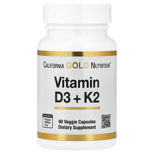 California Gold California Gold Nutrition ビタミンD3 + K2 ベジカプセル60粒 パッケージ画像