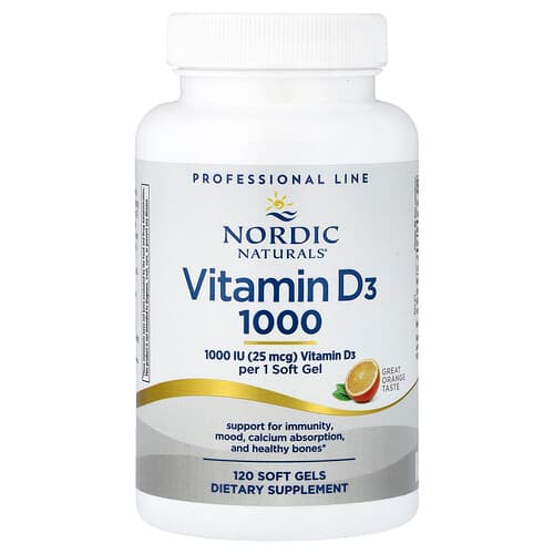 Nordic Naturals ノルディック ナチュラルズ ビタミンD3 1000 オレンジ 25mcg(1,000IU) ソフトジェル120粒 パッケージ画像