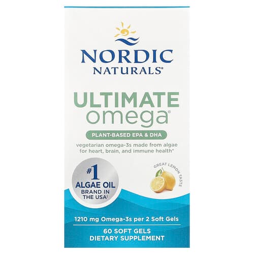Nordic Naturals Nordic Naturals, Ultimate Omega® プラント-ベースド EPA & DHA、レモン、ソフトジェル60粒（1粒あたり605mg） パッケージ画像