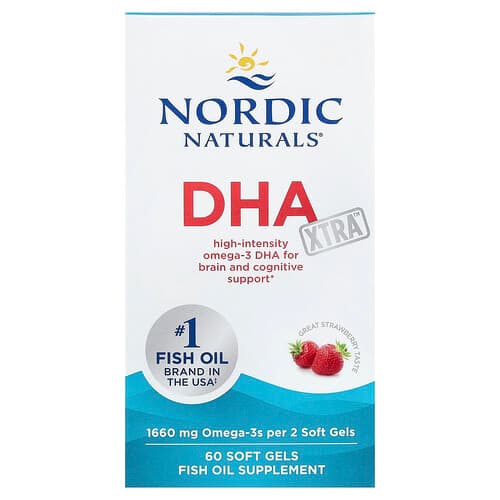 Nordic Naturals Nordic Naturals DHA Xtra™ ストロベリー ソフトジェル60粒 パッケージ画像
