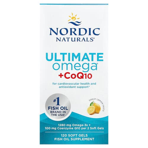 Nordic Naturals Nordic Naturals、アルティメット オメガ® + CoQ10、レモン、ソフトジェル120粒 パッケージ画像