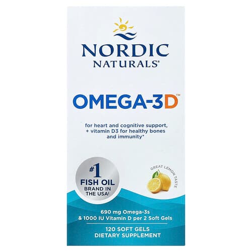 Nordic Naturals Nordic Naturals オメガ3D™ グレートレモン ソフトジェル120粒 パッケージ画像
