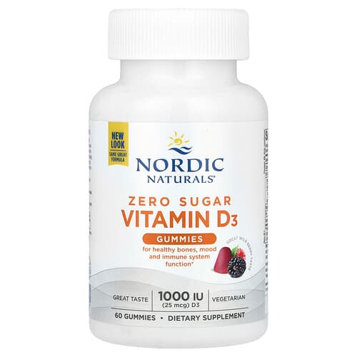 Nordic Naturals Nordic Naturals ビタミンD3グミ ゼロシュガー ワイルドベリー味 25mcg(1,000 IU) 60粒 パッケージ画像