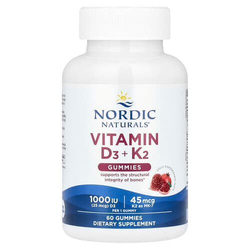 Nordic Naturals Nordic Naturals ビタミンD3 + K2 グミ ザクロ味 60粒 パッケージ画像
