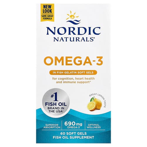 Nordic Naturals Nordic Naturals オメガ3 レモン ソフトジェル60粒（1粒あたり345mg） パッケージ画像