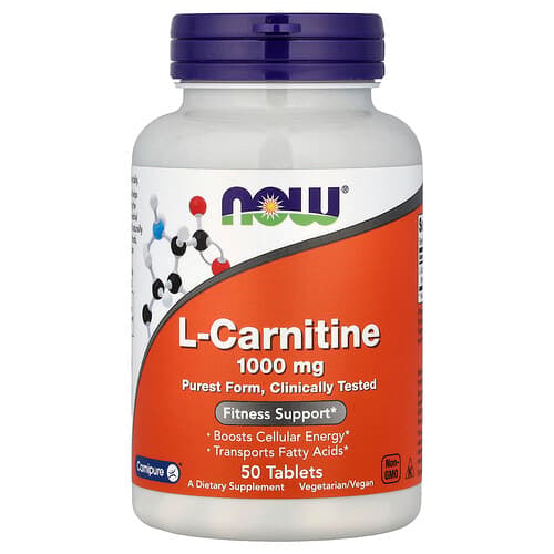 NOW Foods NOW Foods L-カルニチン 1,000mg タブレット50粒 パッケージ画像