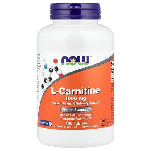 NOW Foods NOW Foods L-カルニチン 1,000mg タブレット100粒 パッケージ画像