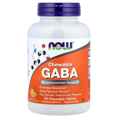 NOW Foods NOW Foods チューアブル GABA オレンジ味 90タブレット パッケージ画像