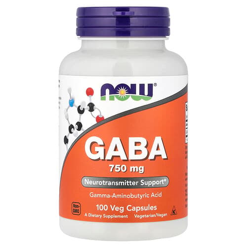 NOW Foods NOW Foods GABA 750mg ベジカプセル100粒 パッケージ画像