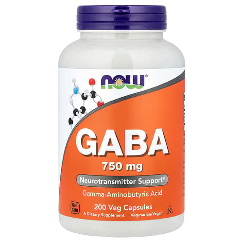 NOW Foods NOW Foods GABA 750mg ベジカプセル200粒 パッケージ画像