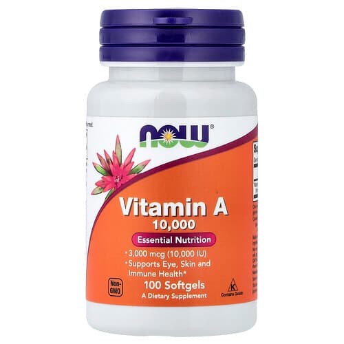 NOW Foods NOW Foods ビタミンA 3,000mcg（10,000IU） ソフトジェル100粒 パッケージ画像
