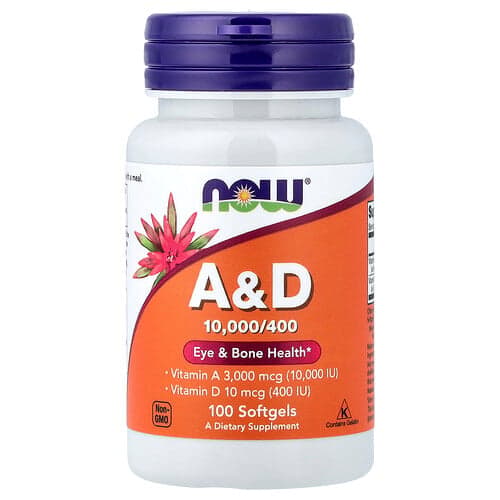 NOW Foods NOW Foods ビタミンA&D ソフトジェル100粒 パッケージ画像