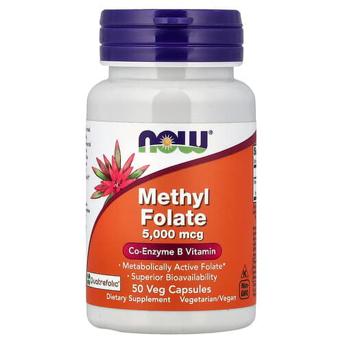NOW Foods NOW Foods メチルフォレート 5,000 mcg ベジカプセル50粒 パッケージ画像