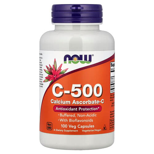 NOW Foods NOW Foods、C-500、カルシウムアスコルベート-C、ベジカプセル100粒 パッケージ画像