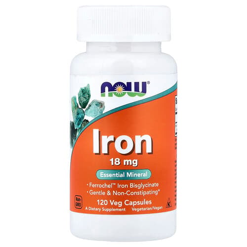 NOW Foods NOW Foods アイアン(鉄) 18mg ベジカプセル120粒 パッケージ画像