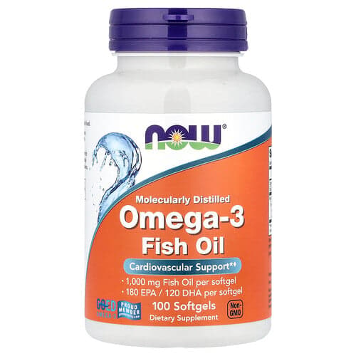 NOW Foods NOW Foods オメガ3フィッシュオイル 1,000mg (EPA180mg/DHA120mg) ソフトジェル100粒 パッケージ画像