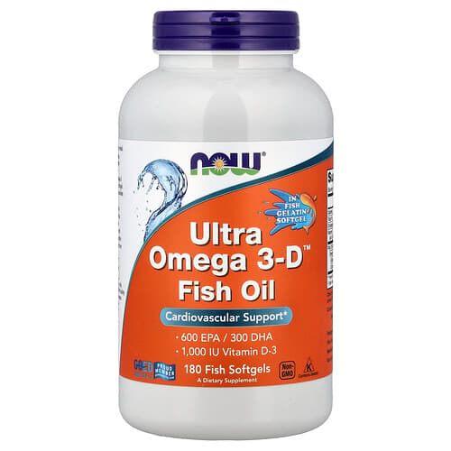 NOW Foods NOW Foods、ウルトラオメガ3-D™ フィッシュオイル、フィッシュソフトジェル180粒 パッケージ画像