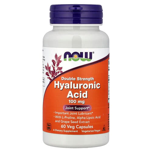 NOW Foods NOW Foods ヒアルロン酸 ウィズ L-プロリン、アルファリポ酸、グレープシードエキス 100mg ベジカプセル60粒 パッケージ画像