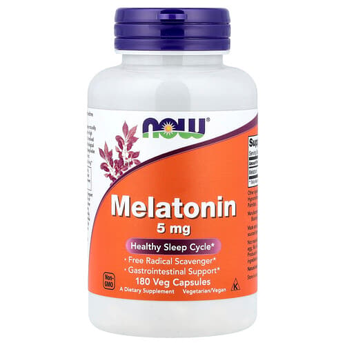 NOW Foods NOW Foods メラトニン 5mg ベジカプセル180粒 パッケージ画像