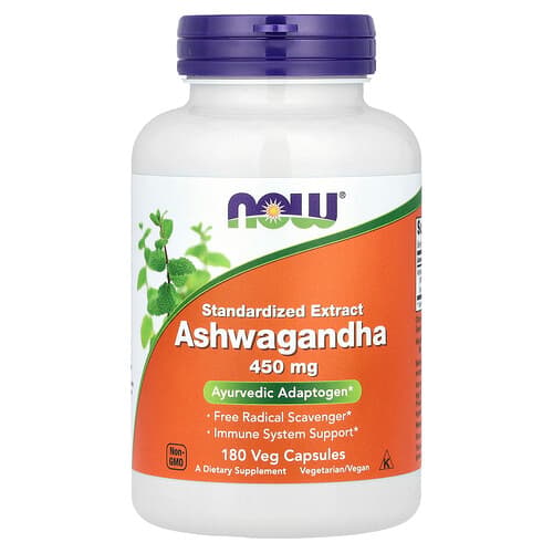 NOW Foods NOW Foods アシュワガンダ スタンダード抽出物 450mg ベジカプセル180粒 パッケージ画像