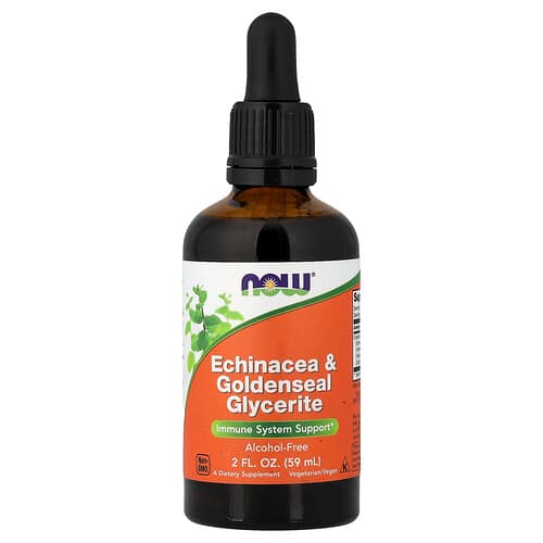 NOW Foods NOW Foods エキナセア & ゴールデンシール グリセリット、ノンアルコール、2 fl oz (59 ml) パッケージ画像