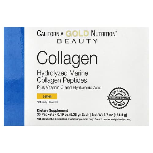 California Gold California Gold Nutrition マリンコラーゲンペプチド プラス ビタミンC&ヒアルロン酸 レモン風味 30包入（1包5.38g） パッケージ画像