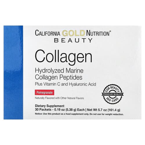California Gold California Gold Nutrition コラーゲンペプチド プラス ビタミンC&ヒアルロン酸 ザクロ味 30包 5.38g×30 パッケージ画像