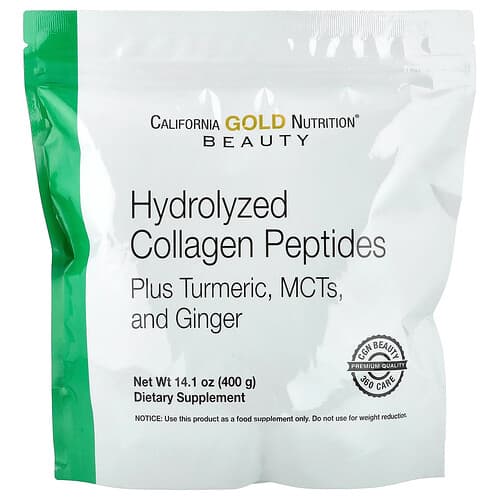 California Gold California Gold Nutrition ハイドロライズドコラーゲンペプチド ウコン、MCT、ショウガ配合 400g パッケージ画像