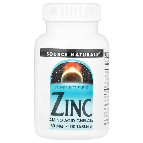 Source Naturals Source Naturals, 亜鉛 50mg, タブレット100粒 パッケージ画像