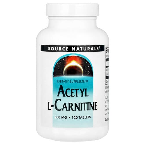 Source Naturals Source Naturals, アセチルL-カルニチン, 500 mg, 120タブレット パッケージ画像