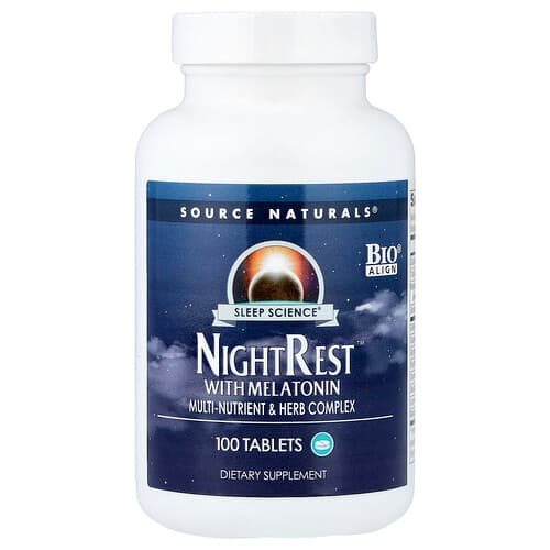 Source Naturals Source Naturals Sleep Science® NightRest™ メラトニン配合 タブレット100粒 パッケージ画像