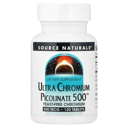 Source Naturals Source Naturals, ウルトラ クロミウム ピコリネート 500™, 500 mcg, タブレット120粒 パッケージ画像