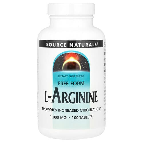 Source Naturals Source Naturals L-アルギニン フリーフォーム 1,000mg タブレット100粒 パッケージ画像