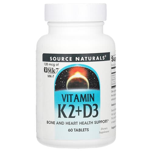 Source Naturals Source Naturals ビタミンK2 + D3 60粒タブレット パッケージ画像