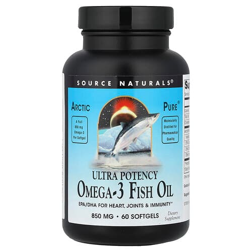 Source Naturals Source Naturals Arctic Pure® ウルトラポテンシー オメガ3 フィッシュオイル 850mg ソフトジェル60粒 パッケージ画像