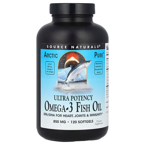Source Naturals Source Naturals Arctic Pure® ウルトラポテンシー オメガ3フィッシュオイル 850mg ソフトジェル120粒 パッケージ画像