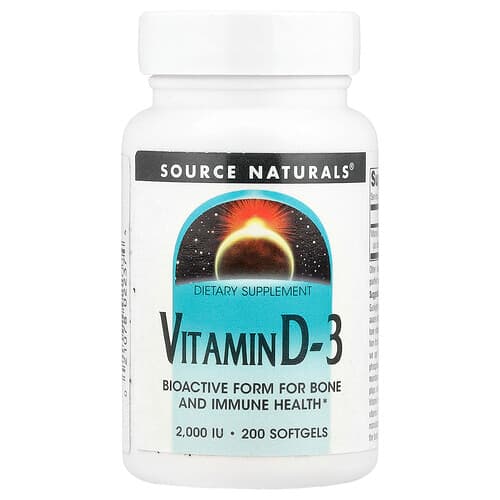 Source Naturals Source Naturals ビタミンD-3 50mcg（2,000IU）ソフトジェル200粒 パッケージ画像