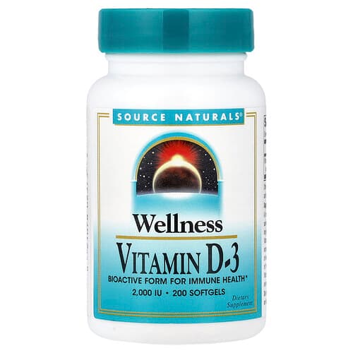 Source Naturals Source Naturals ウェルネス ビタミンD-3 50mcg (2,000IU) ソフトジェル200粒 パッケージ画像