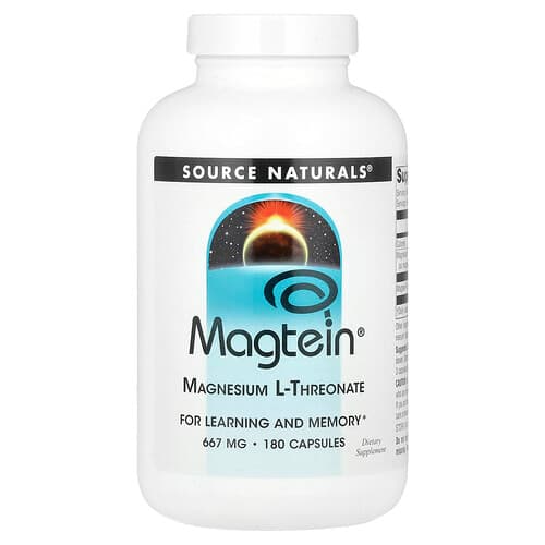 Source Naturals Source Naturals, Magtein®, マグネシウム L-スレオン酸塩, 180カプセル パッケージ画像
