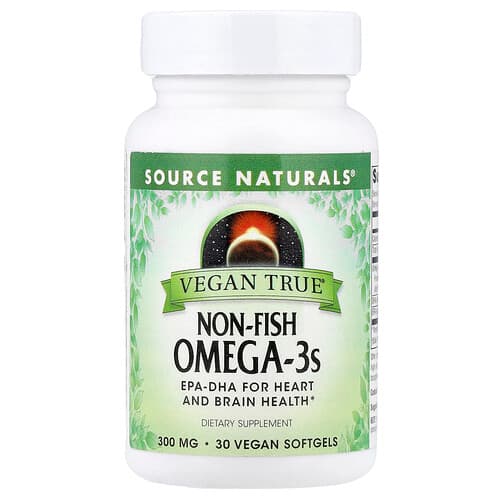 Source Naturals Source Naturals Vegan True® ノンフィッシュ オメガ3 300mg ビーガンソフトジェル30粒 パッケージ画像