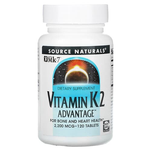 Source Naturals Source Naturals, ビタミンK2 アドバンテージ、2,200mcg、120タブレット パッケージ画像