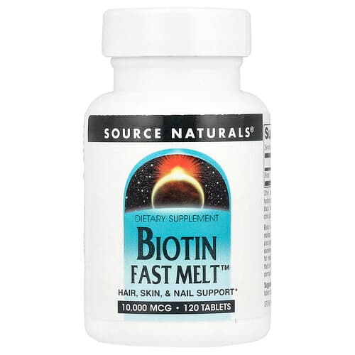 Source Naturals Source Naturals ビオチン ファストメルト™ 10,000mcg 120タブレット パッケージ画像