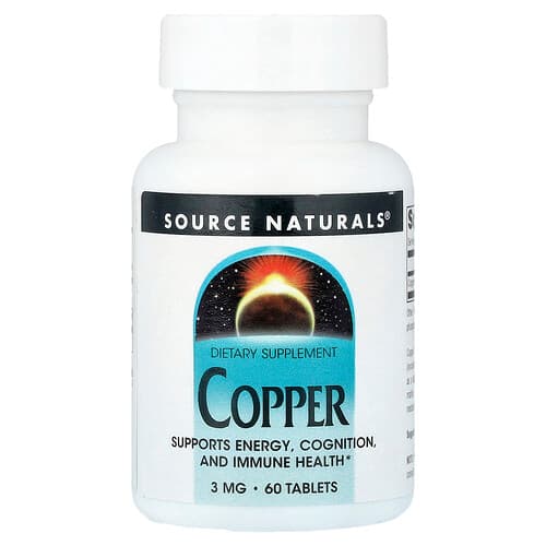 Source Naturals Source Naturals, 銅, 3mg, タブレット60粒 パッケージ画像